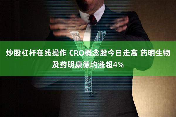 炒股杠杆在线操作 CRO概念股今日走高 药明生物及药明康德均涨超4%