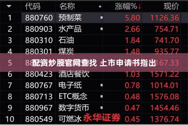 配资炒股官网查找 上市申请书指出